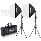 NEEWER 700W Equivalent Softbox Lighting Kit, 2Pack UL Certified 5700K LED Lighting Bulbs, 24x24 inches Softboxes with E26 Socket, Photography Continuous Lighting Kit Photo Studio Equipment