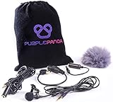 Purple Panda Lavalier Lapel Microphone Kit - Clip-on Omnidirectional Condenser Lav Mic Compatible with iPhone, iPad, GoPro, DSLR, Zoom/Tascam Recorder, Samsung, Android, PS4