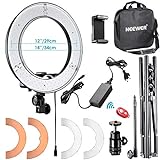 Neewer RL-12 LED Ring Light 14' outer/12' on Center with Light Stand, Color Filter, Phone Holder for Makeup, YouTube, TikTok, Camera/Phone Video Shooting