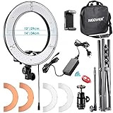 Neewer RL-12 LED Ring Light 14' outer/12' on Center with Light Stand, Color Filter, Phone Holder for Makeup, YouTube, TikTok, Camera/Phone Video Shooting